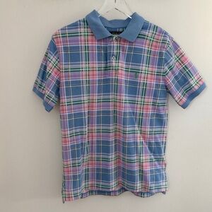 Polo Ralph Lauren Plaid Print boys size 10-12 Medium 100% Cotton Easter Pastels